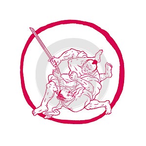 Samurai Jui Jitsu Fighting Enso Drawing photo