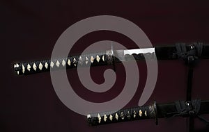 Samurai Katana Above the Tanto slightly Out of the Scabbard