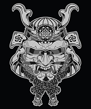 Samurai mask illustration