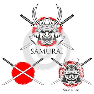 Samurai Mask. Vector design elements