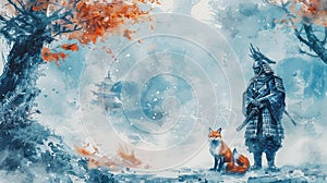 Samurai and red fox