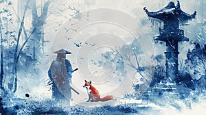 Samurai and red fox