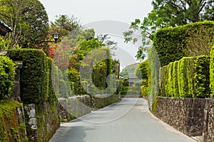 Samurai residence street in Chiran, Minamikyushu City, Kagoshima Prefecture, Japan photo