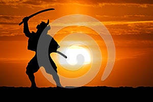 Samurai on sunset