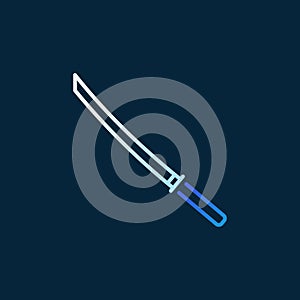 Samurai Sword - Japanese Katana outline vector colored icon