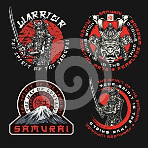 Samurai vintage labels set