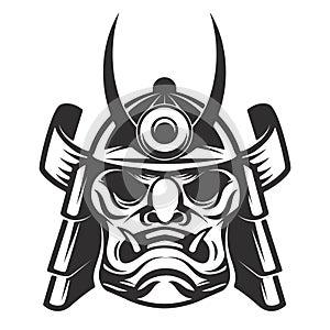 Samurai warrior helmet isolated on white background. Design elem