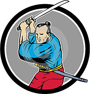 Samurai Warrior Katana Sword Circle Drawing