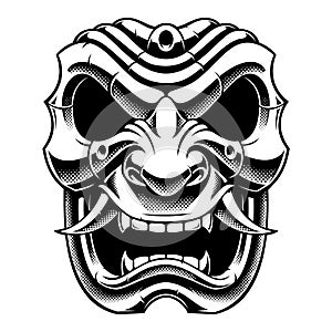 Samurai warrior mask black and white design