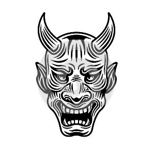 Samurai warrior mask vector black and white object