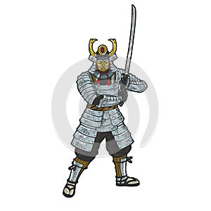 Samurai warrior sketch vector illustration