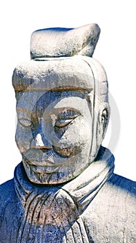 Samurai Warrior Statue cut-out on white