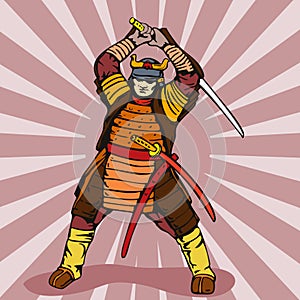 Samurai warrior striking