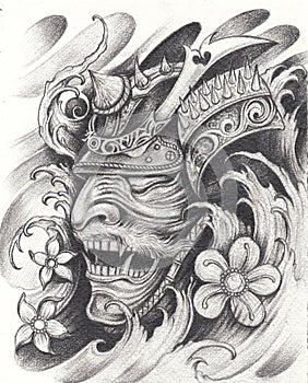 Samurai warrior tattoo design.