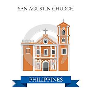 San Agustin Church Manila Philippines vector flat attraction