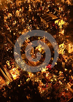 SAN ANDRÃâ°S MIXQUIC, MEXICO - NOVEMBER 2012: Annual commemorations known as `La Alumbrada` during the day of the dead.