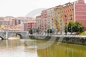 San Anton bridge and Nervion river in Bilbao