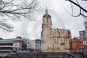 San Anton church and the Ribera market, Bilbao, Spain