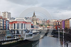 San Anton church and the Ribera market, Bilbao, Spain