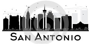 San Antonio City skyline black and white silhouette.