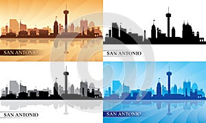 San Antonio city skyline silhouettes Set