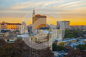 San Antonio city at sunrise twilight, Texas, USA