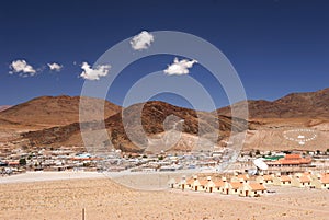 Argentina San Antonio de los Cobres city in a panoramic view in the Andes mountain range photo