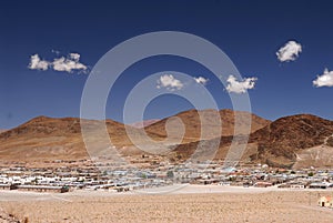 Argentina San Antonio de los Cobres city in a panoramic view in the Andes mountain range photo