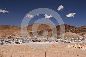 Argentina San Antonio de los Cobres city in a panoramic view in the Andes mountain range photo