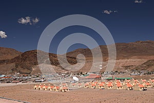 Argentina San Antonio de los Cobres city in a panoramic view in the Andes mountain range photo