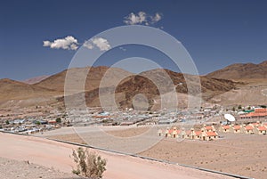 Argentina San Antonio de los Cobres city in a panoramic view in the Andes mountain range photo