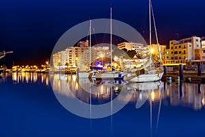 San Antonio de Portmany night port in Ibiza