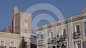 San Antonio square.At bottom, on the roofs, a watchtower.CÃ¡diz, Andalusia, Spain