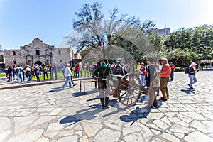 SAN ANTONIO, TEXAS - MARCH 2, 2018 - People gathered to participate in the 182nd commemoration of the Siege and Battle of the Alam