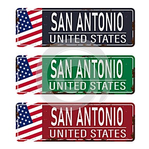 San Antonio Texas state plate mockup spoof over a white background