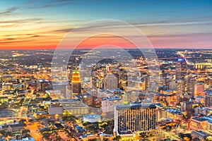 San Antonio, Texas, USA downtown city skyline from above