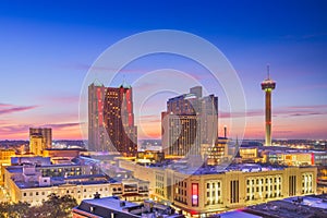 San Antonio, Texas, USA Skyline at dusk