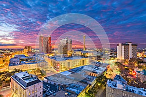 San Antonio, Texas, USA Skyline at dusk photo