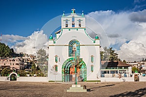 San Bautista church in San Juan Chamula market, Chiapas, Mexico.