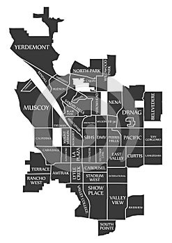 San Bernardino California City Map USA labelled black illustration