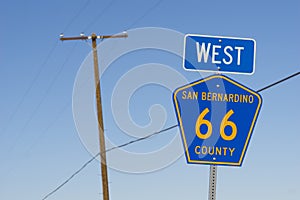 San Bernardino Route 66 road sign, California, USA photo