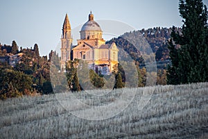 San Biagio church at sunset outside Montepulciano, Tuscany