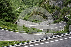 San Boldo pass, mountain road iÃÂ¬n Veneto, Italy photo