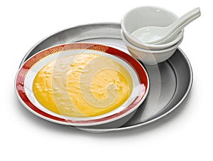 San bu nian, chinese non sticking egg yolk custard pudding