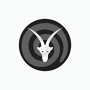 San clemente island goat - face goat isolated on black circle - goat, sheep, lamb logo emblem or button icon silhouette - mammal,