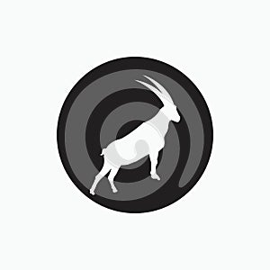 San clemente island goat isolated on black circle - goat, sheep, lamb logo emblem or button icon silhouette - mammal, animal vecto