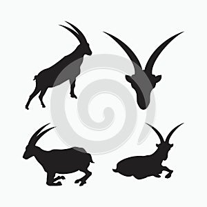 San clemente island goat silhouette set - goat, sheep, lamb logo emblem or button icon silhouette - mammal, animal vector icon