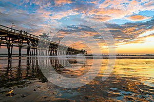 San Clemente Pier with Cloud Reflections photo