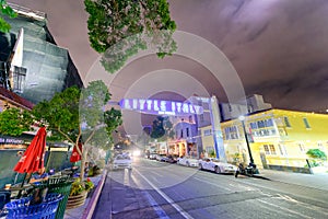 SAN DIEGO, CA - JULY 30, 2017: Little Italy entrance at night. T