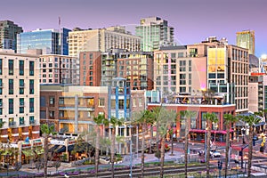 San Diego, California cityscape at the Gaslamp Quarter photo